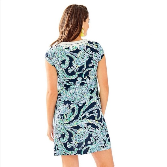 Lilly Pulitzer Madia Tunic Dress in High Tide Navy Scuba Doo SZ XS Preppy Beach - Picture 2 of 12